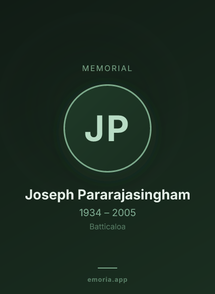 Memorial portrait of Joseph Pararajasingham