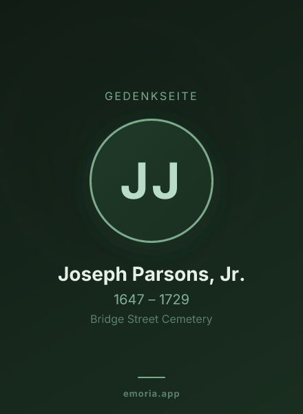 Gedenkportrait von Joseph Parsons, Jr.