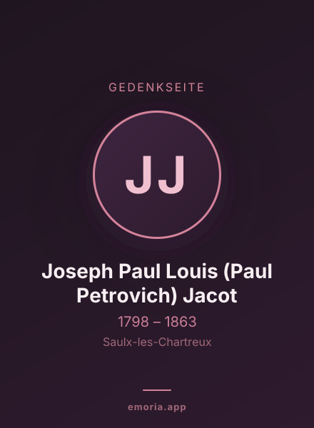 Gedenkportrait von Joseph Paul Louis (Paul Petrovich) Jacot