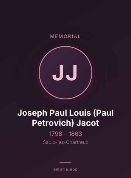 Memorial portrait of Joseph Paul Louis (Paul Petrovich) Jacot