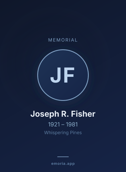 Memorial portrait of Joseph R. Fisher