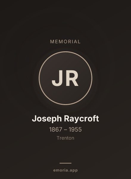 Memorial portrait of Joseph Raycroft