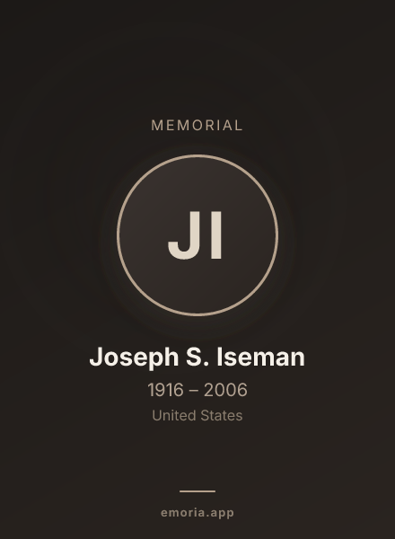 Memorial portrait of Joseph S. Iseman