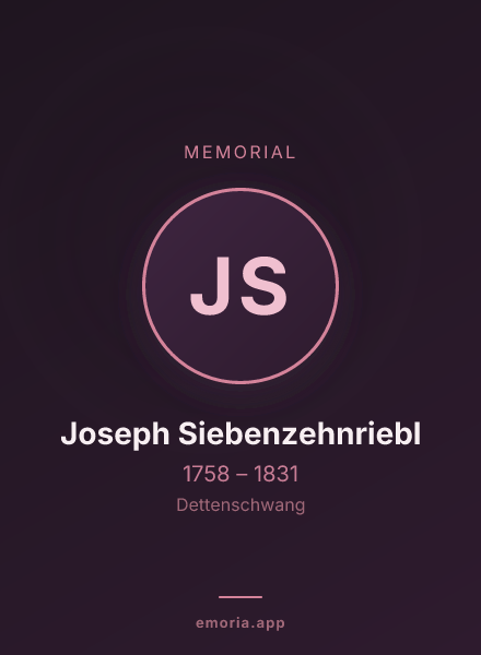 Memorial portrait of Joseph Siebenzehnriebl