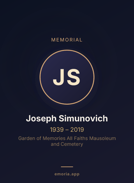 Memorial portrait of Joseph Simunovich