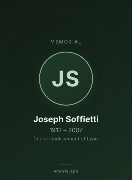 Memorial portrait of Joseph Soffietti