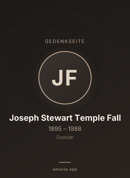 Gedenkportrait von Joseph Stewart Temple Fall