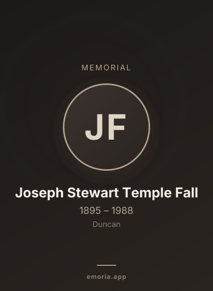 Memorial portrait of Joseph Stewart Temple Fall