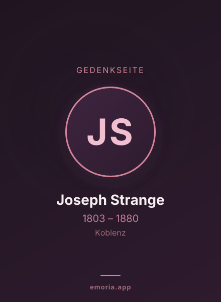 Gedenkportrait von Joseph Strange