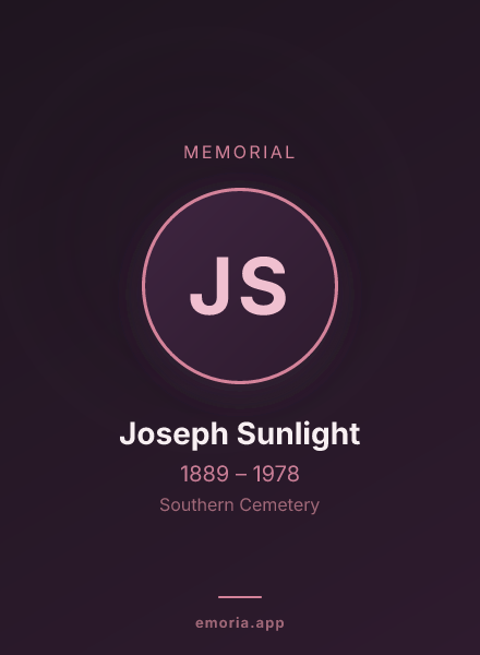 Memorial portrait of Joseph Sunlight