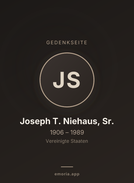 Gedenkportrait von Joseph T. Niehaus, Sr.