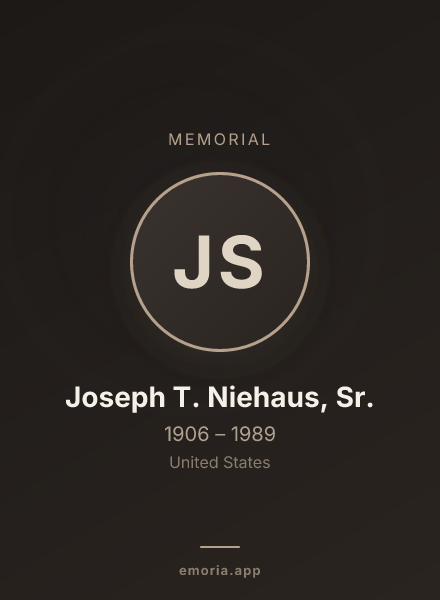 Memorial portrait of Joseph T. Niehaus, Sr.