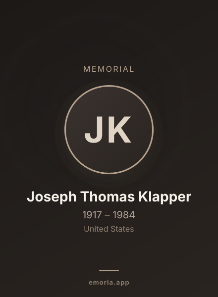 Memorial portrait of Joseph Thomas Klapper