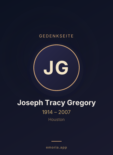 Gedenkportrait von Joseph Tracy Gregory