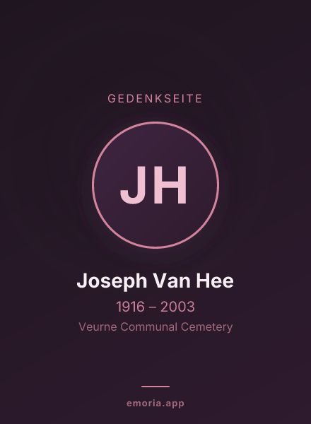 Gedenkportrait von Joseph Van Hee