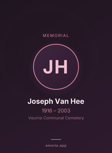 Memorial portrait of Joseph Van Hee