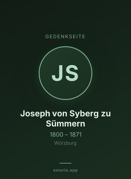 Gedenkportrait von Joseph von Syberg zu Sümmern