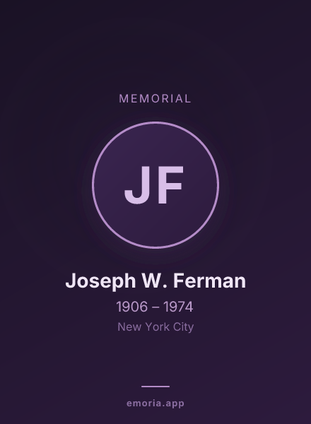 Memorial portrait of Joseph W. Ferman