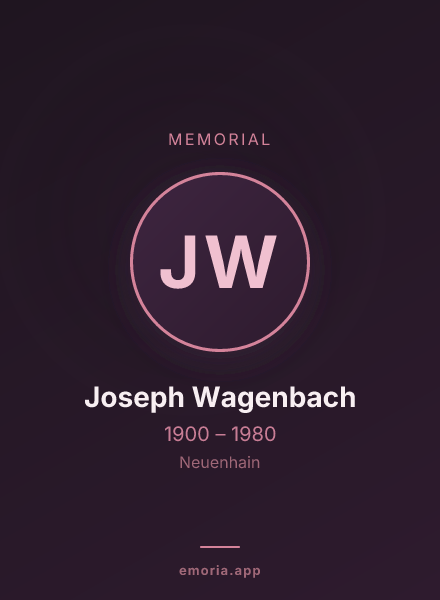 Memorial portrait of Joseph Wagenbach
