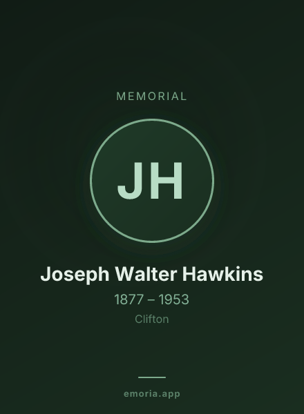 Memorial portrait of Joseph Walter Hawkins