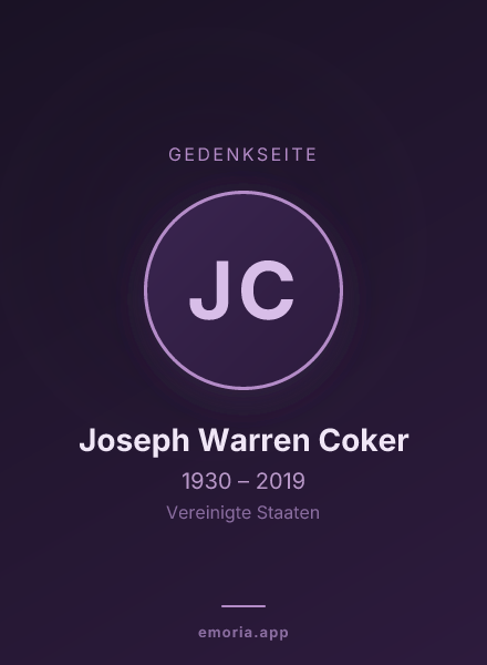 Gedenkportrait von Joseph Warren Coker