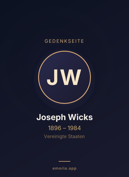Gedenkportrait von Joseph Wicks