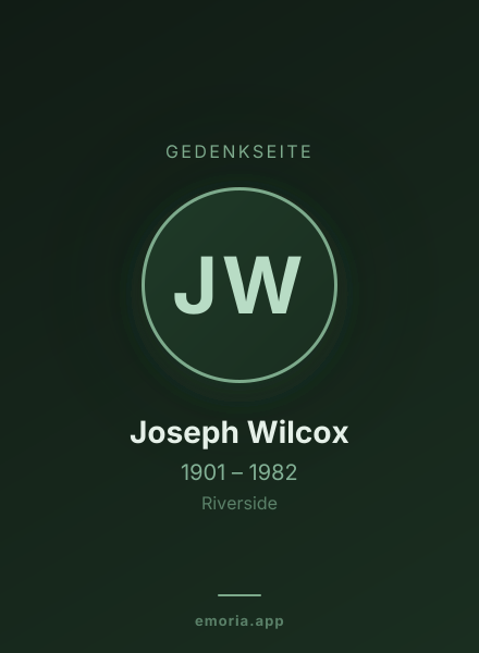 Gedenkportrait von Joseph Wilcox