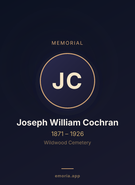 Memorial portrait of Joseph William Cochran