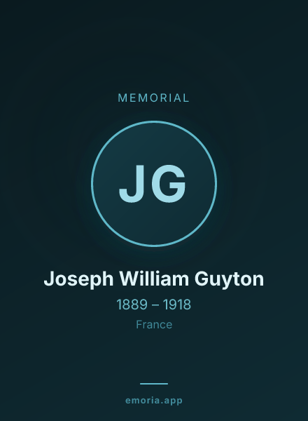 Memorial portrait of Joseph William Guyton