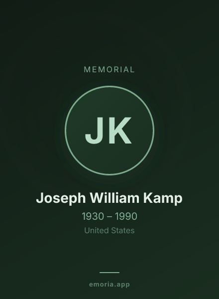 Memorial portrait of Joseph William Kamp