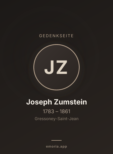 Gedenkportrait von Joseph Zumstein