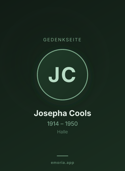 Gedenkportrait von Josepha Cools
