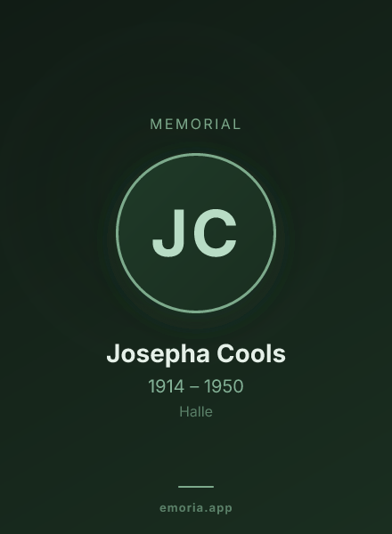 Memorial portrait of Josepha Cools