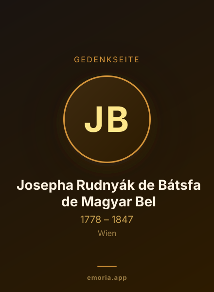 Gedenkportrait von Josepha Rudnyák de Bátsfa de Magyar Bel