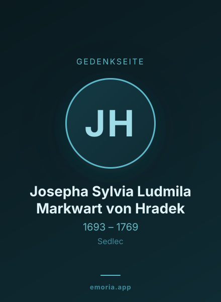 Gedenkportrait von Josepha Sylvia Ludmila Markwart von Hradek