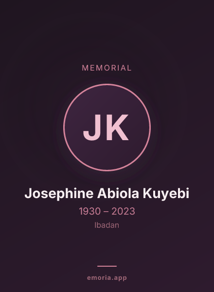 Memorial portrait of Josephine Abiola Kuyebi