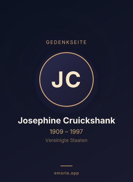 Gedenkportrait von Josephine Cruickshank