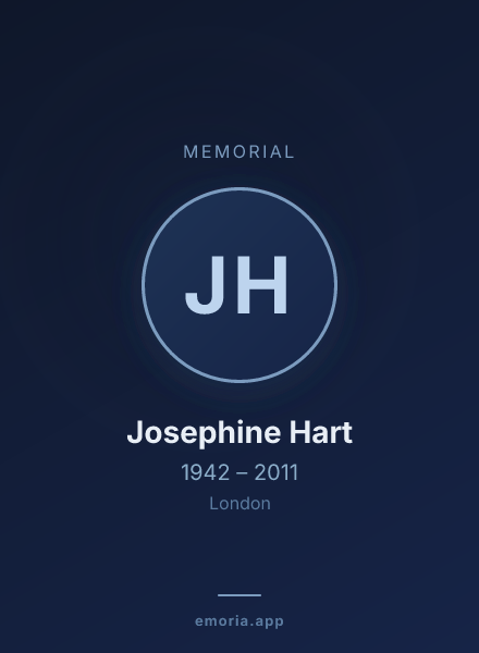 Memorial portrait of Josephine Hart