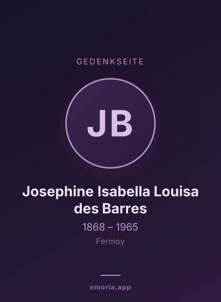 Gedenkportrait von Josephine Isabella Louisa des Barres