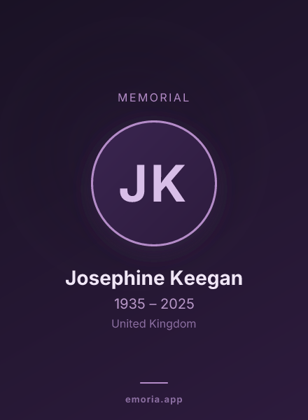 Memorial portrait of Josephine Keegan
