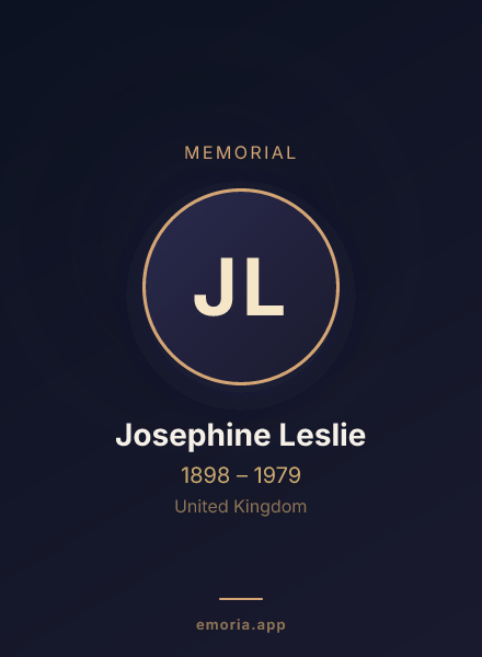 Memorial portrait of Josephine Leslie