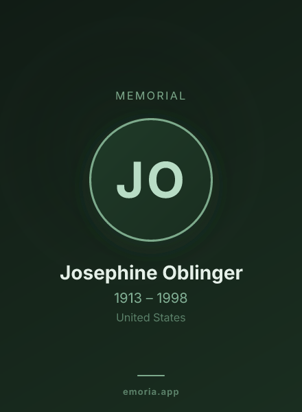 Memorial portrait of Josephine Oblinger