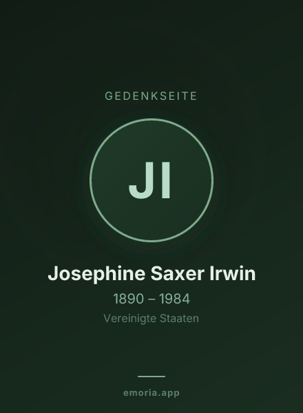Gedenkportrait von Josephine Saxer Irwin
