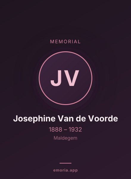 Memorial portrait of Josephine Van de Voorde