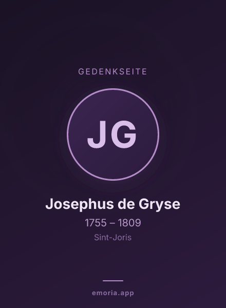 Gedenkportrait von Josephus de Gryse