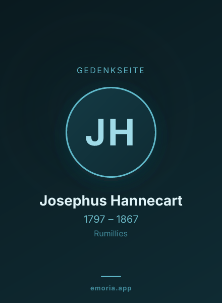 Gedenkportrait von Josephus Hannecart