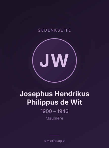 Gedenkportrait von Josephus Hendrikus Philippus de Wit