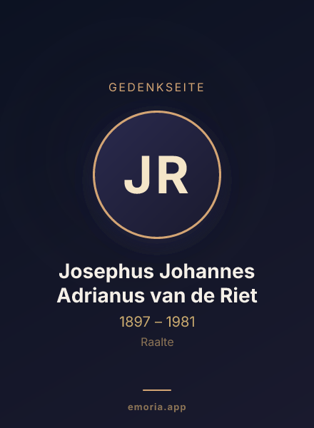 Gedenkportrait von Josephus Johannes Adrianus van de Riet