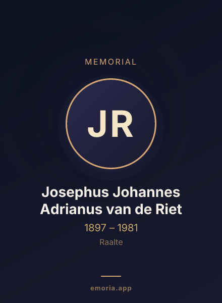 Memorial portrait of Josephus Johannes Adrianus van de Riet