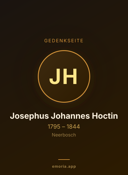 Gedenkportrait von Josephus Johannes Hoctin